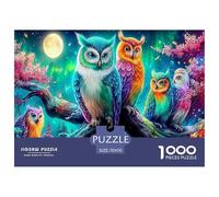 Winter Owls 100% Recycled Cardboard Owls on Branch at Night 1000Pc Puzzle Adults And Children Challenging & Brainteasing 70x50cm/1000pcs