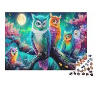 Winter Owls Recycled Cardboard Pieces Jigsaw Puzzle Set Fantasy Owls Relaxing Stress Relief for Wall Decoration & Gifts 70x50cm/1000pcs