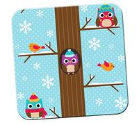 Winter Owls Snowflakes & Robins Coaster/Pack of Coasters