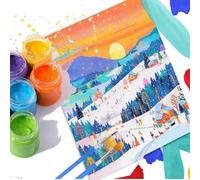 Winter Paint by Numbers for Adults Beginners, Landscape Paint by Numbers Kits with Brushes, DIY Watercolor Acrylic Oil Paintings Arts and Crafts Hobbies for Women, No Framed, Wall Art 16x16 Inch d148