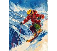 Winter Paint by Numbers for Adults,Ski Paint by Numbers Kits for Children Beginners with Paintbrushes Acrylic Pigment Drawing, DIY Oil Painting by numbers for Home Decor Gift 16x20 Inch Frameless