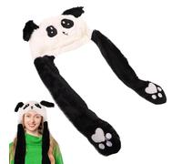 Winter Panda Hat - Winter Animal Plush Hat - Cozy Plush Animal Hat, Light-Up Animal Beanie Headwear With Moving Ears For Cold Winter Weather