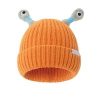 Winter Parent-Child Cute Glowing Little mon-Ster Knit Hat, Cartoon Weird Eyes Tentacles Glowing Winter Beanie Hat, Funny Glowing mon-Ster Knitted Beanie Hat for Women Kids Orange