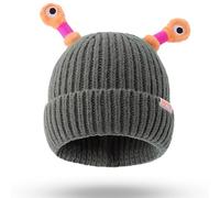 Winter Parent-Child Cute Glowing Little Monster Knit Hat, Funny Glowing Monster Knitted Beanie Hat for Women Kids, Winter Beanie Hats Soft Warm Caps Gift for Women Boys Girls (Grey)