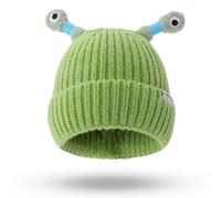 Winter Parent-Child Cute Glowing Little Monster Knit Hat, Funny Glowing Monster Knitted Beanie Hat for Women Kids, Winter Beanie Hats Soft Warm Caps Gift for Women Boys Girls (Green)