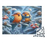 Winter Parrot Duo 1000pcs Jigsaw Puzzle for Adults 12+, Premium Paper, Two Birds on Pine Tree, Mental Workout Activity, Family Fun, Improves Problem-Solving & Memory for All Ages 70x50cm/1000pcs