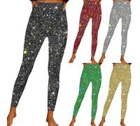 Winter Patterned Leggings For Women Uk Sparkly Trousers For Women Uk Grey Joggers Elasticated Waist Glitter Bottoms Tailored Shiny Metallic Sweatpants Christmas Glittery Tights Stretch Slim Fit