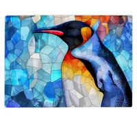 Winter Penguin Glass Chopping Board Large Kitchen Worktop Saver 39 x 28cm
