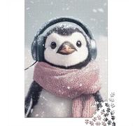 Winter Penguin Listener 1000 Piece Jigsaw, Holiday Puzzle Gift, 38x26cm/1000pcs