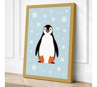 Winter Penguin Modern Canvas Wall Art Print 24x16 Inch (61 x 41 cm)