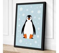 Winter Penguin Modern Canvas Wall Art Print 30x20 Inch (76 x 51 cm)