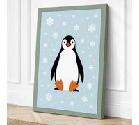 Winter Penguin Modern Canvas Wall Art Print 30x20 Inch (76 x 51 cm)