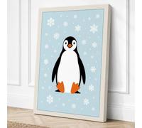 Winter Penguin Modern Canvas Wall Art Print 30x20 Inch (76 x 51 cm)