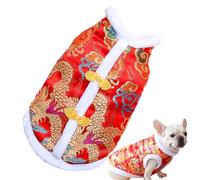 Winter Pet Dragon Robe | Warm Dragon Robe Cat Cheongsam - Comfortable Easy to Wear Chinese New Year Vest, Good Luck Spring Festival Clothes for Cat, Kitten