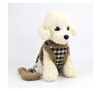 Winter pet harness retractable teddy dog leash warm and comfortable pet leash(Coffee,S)