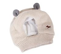 Winter Pet Knitted Hat Cute Warm Dog Cap Quiet Ears Muffs Noise Protection Hat Beige - Dog Warm Cap Puppy with Ears