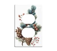 Winter Pine Cone Light Switch Cover Plate/Outlet Covers, Rustic Evergreen Accents for Home Decor, Thermoplastic Wall Plates, Standard Size Single Duplex Outlet