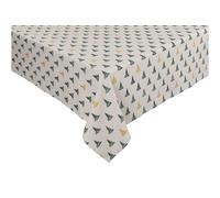 Sleepdown Winter Pine Trees Tablecloth Metallic Detail 100% Cotton Fabric Table Cloth Cover Rectangular - Natural - 152x304cm (60x120in)