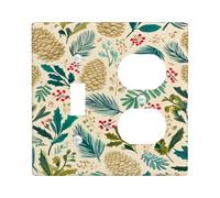 Winter Pinecones Light Switch Cover Plates/Outlet Covers, Greenery and Berries for Holiday Decor, Thermoplastic Wall Plates, Standard Size Toggle Duplex