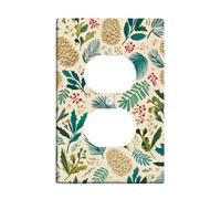 Winter Pinecones Light Switch Cover Plates/Outlet Covers, Greenery and Berries for Holiday Decor, Thermoplastic Wall Plates, Standard Size Single Duplex Outlet