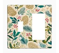 Winter Pinecones Light Switch Cover Plates/Outlet Covers, Greenery and Berries for Holiday Decor, Thermoplastic Wall Plates, Standard Size Toggle Rocker