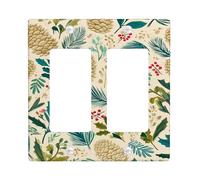 Winter Pinecones Light Switch Cover Plates/Outlet Covers, Greenery and Berries for Holiday Decor, Thermoplastic Wall Plates, Standard Size Double Rocker