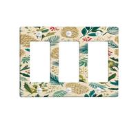 Winter Pinecones Light Switch Cover Plates/Outlet Covers, Greenery and Berries for Holiday Decor, Thermoplastic Wall Plates, Standard Size 3 Gang Wall Plate