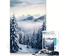 Winter Pines Bliss Adults 1000 Pieces Puzzle Mind Training Fun Burr Free Clean Cut Pieces Heartwarming Gathering Activity (38x26cm)