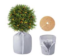 Winter Plant Cover Frost Protection Bags Flower Pot Outdoor Garden Shrub Trees Potted Plant Protector Oxford-Cloth Anti-Freeze Warm Cover Plant Insulation Cover Garden Antifreeze Tool,Grey,45*50cm