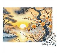 Winter Plum Blossom 1000 Piece Jigsaw Puzzle Paper for Adults Sunrise Landscape Jigsaw Puzzle Game Relaxation Home Decor Gift 52x38cm/1000pcs