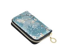 Winter Plum Blossoms Snow-white leather credit card wallets for women with Cion Purse RFID Blocking credit card organizer with zipper