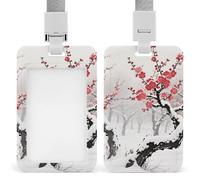 Winter Plum Grove Retractable ID Badge Holder with Lanyard - Vertical Badge Reel,Keychain Clip,Name Tag Id Card Holder Protector for Nurse Officer Teacher Security Staff Women Men