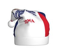 Winter Plush Hat with Stylish Iowa State Flag Patterns Light and Warm Suitable for Holidays and Winter Parties Black