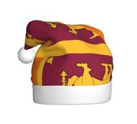 Winter Plush Hat with Stylish Sri Lanka Flag Patterns Light and Warm Suitable for Holidays and Winter Parties Black