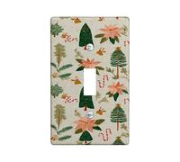 Winter Poinsettia Light Switch Cover Plates/Outlet Covers, Green Floral for Holiday Decor, Thermoplastic Wall Plates, Standard Size Single Toggle