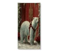 Winter Polar Bear Door Cover Banner Decorative, Festive White Bear Holiday Door Decor, Indoor Outdoor Christmas Backdrop Supplies 36x72 Inch
