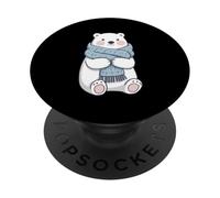 Winter Polar Bear Illustration with Scarf PopSockets Adhesive PopGrip