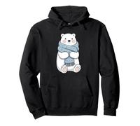 Winter Polar Bear Illustration with Scarf Pullover Hoodie