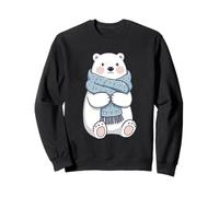 Winter Polar Bear Illustration with Scarf Sweatshirt