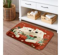 Winter Polar Bear Quick Dry Bath Mat, Cute Bears Floral Absorbent Non Slip Shower Mat, Cozy Flannel Washable Bath Rugs for Bathroom Toilet Restroom Decorative 16x24 Inch