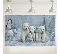 Winter Polar Bear Wall Backdrop, Cute Snowy Animal Photography Background, Indoor/Outdoor Party Decor for Christmas Celebrations 71x43 Inch