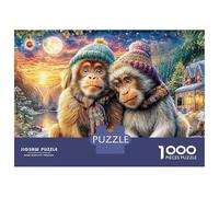 Winter Primates 1000-Piece Jigsaw Puzzle Pair Cozy Sweater Joyful Pose - Educational & Challenging Game for Kids70x50cm/1000pcs