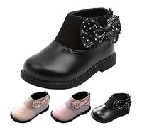 Winter Princess Boots Round Toe Flat Sole Thick Sole Boots Comfortable Secret Santa Xmas Gifts Newborn Infant Boys Girls Shoes (Black, 9 Toddler)