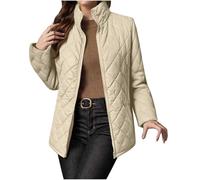 Winter Puff Jacket Women's Lightweight Quilted Jackets Padded Puffer Jackets Stand Collar Long Sleeve Coat Lightweight Loose Down Outerwear Winter Windbreaker Elegant Casual Hiking Travel Outfits M
