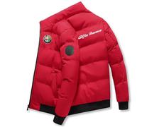 Winter Puffer Jackets Alfa Ro-me.o, Down Alternative Coat, with Pockets for Hiking Camping Travelling, Mens(Red,M)