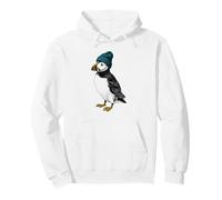 Winter Puffin With Beanie Cute Bird Pullover Hoodie