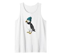 Winter Puffin with Beanie Cute Bird Tank Top