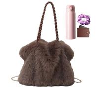 Winter Purse Plush Adjustable Large Outdoor Pouch with Detachable Strap