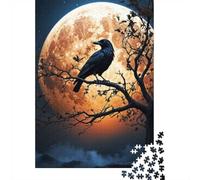 Winter Puzzle Gift: Crow Gazes at The Moon 1000 Piece Jigsaw, 70x50cm/1000pcs