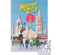Winter Puzzle Gift: Mexico City Illustration 1000 Piece Jigsaw, 52x38cm/1000pcs